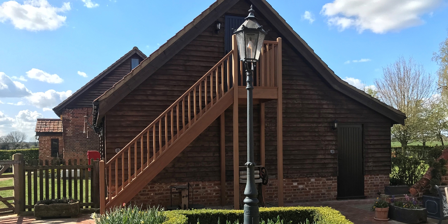 sapele staircase, hardwood stairs, exterior stairs